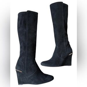 Tory Burch Black Suede Tall Hendin Wedge Boot